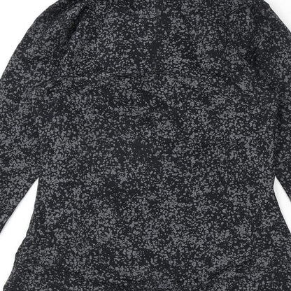 GOODMOVE Womens Grey Geometric Polyester Basic T-Shirt Size 6 V-Neck Zip - Running Top