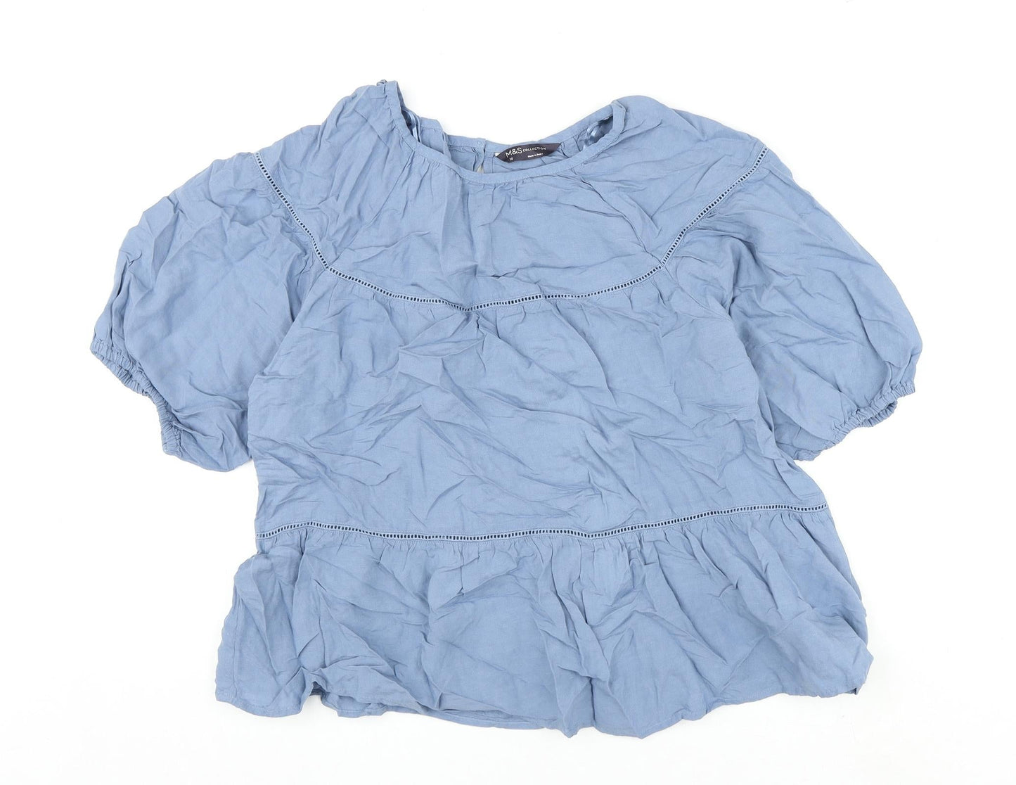 Womens UK Size 10 Marks and Spencer Blue Basic Blouse