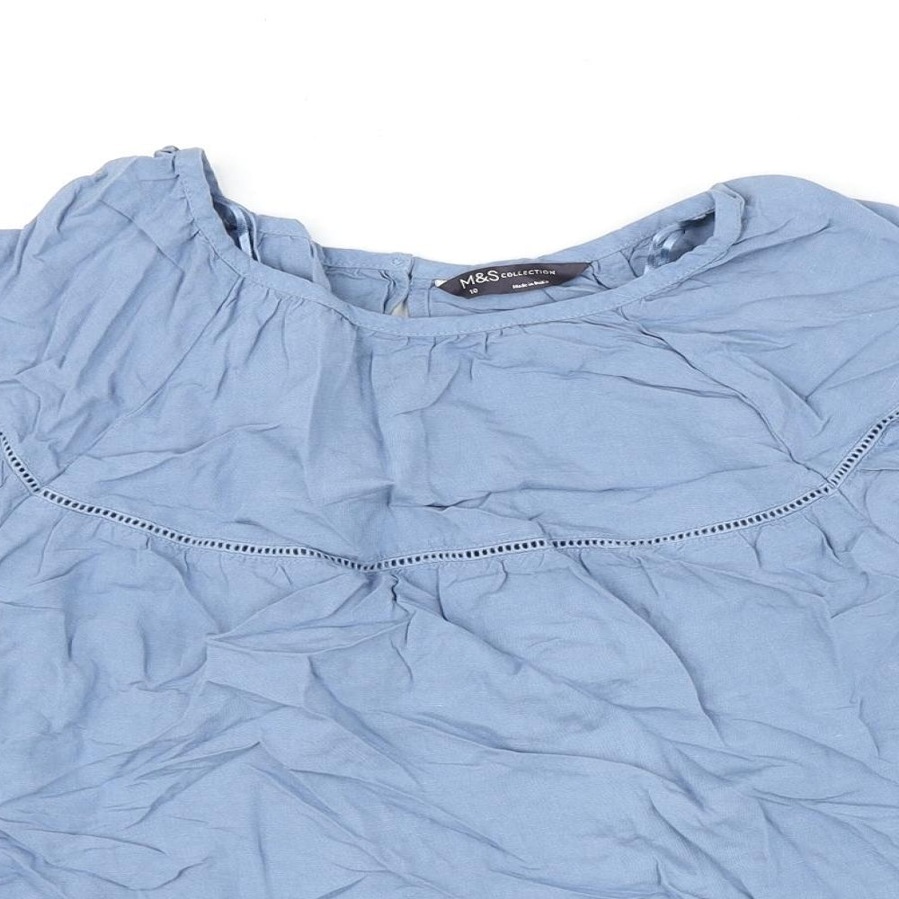 Womens UK Size 10 Marks and Spencer Blue Basic Blouse