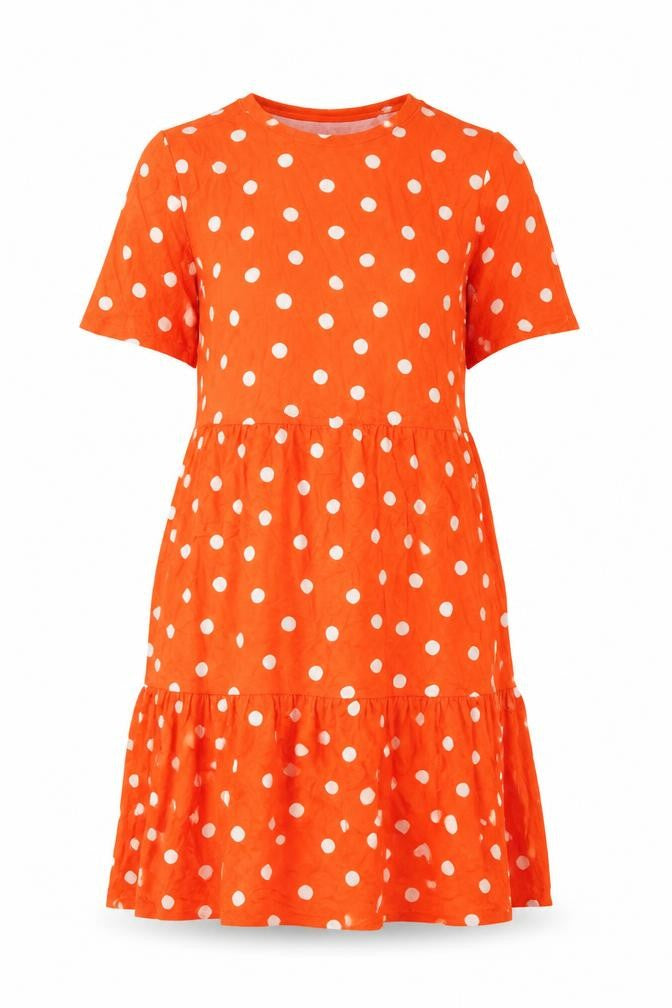 Marks and Spencer Womens Orange Polka Dot Viscose A-Line Size 6 Round Neck Pullover