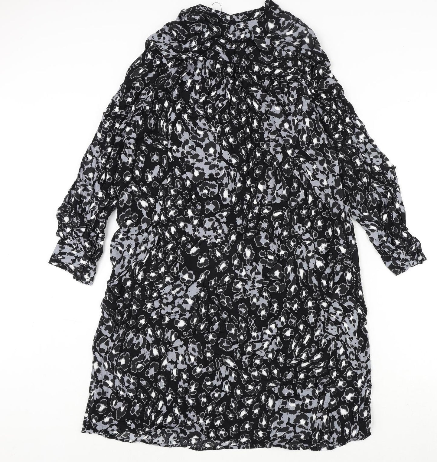 Autograph Womens Black Geometric Viscose A-Line Size 12 V-Neck Pullover