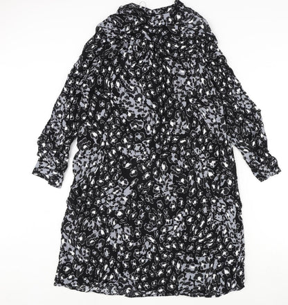 Autograph Womens Black Geometric Viscose A-Line Size 12 V-Neck Pullover