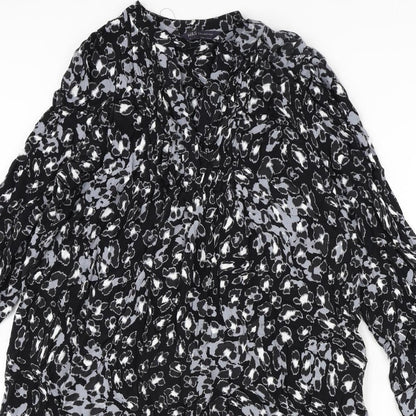 Autograph Womens Black Geometric Viscose A-Line Size 12 V-Neck Pullover