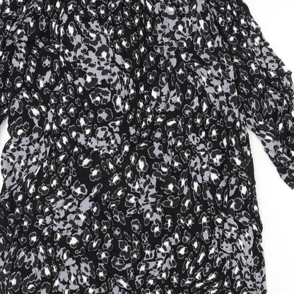 Autograph Womens Black Geometric Viscose A-Line Size 12 V-Neck Pullover