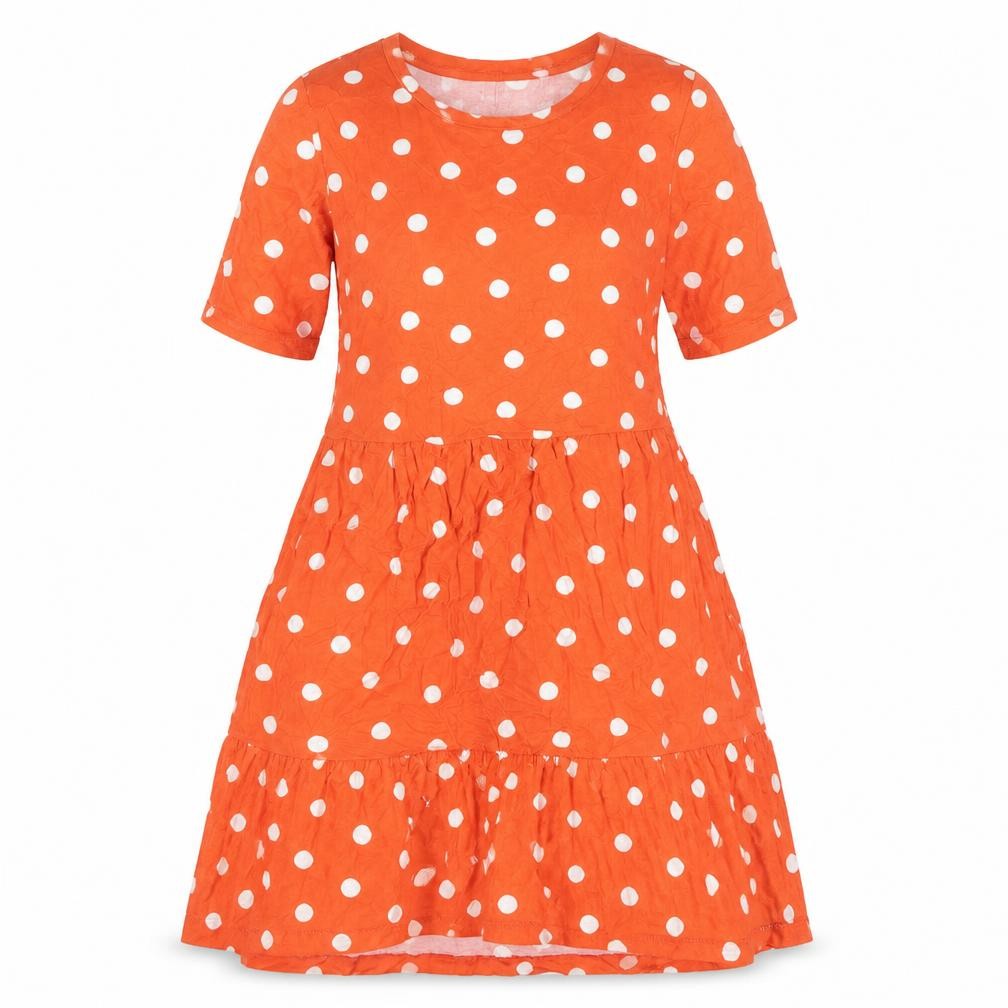 Marks and Spencer Womens Orange Polka Dot Viscose A-Line Size 8 Round Neck Pullover