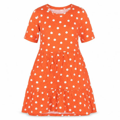 Marks and Spencer Womens Orange Polka Dot Viscose A-Line Size 8 Round Neck Pullover