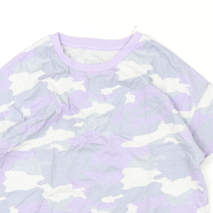 Marks and Spencer Boys Purple Camouflage Cotton Basic T-Shirt Size 10-11 Years Round Neck Pullover