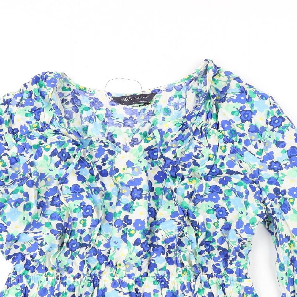 Womens UK Size 8 marks Multicoloured Basic Blouse