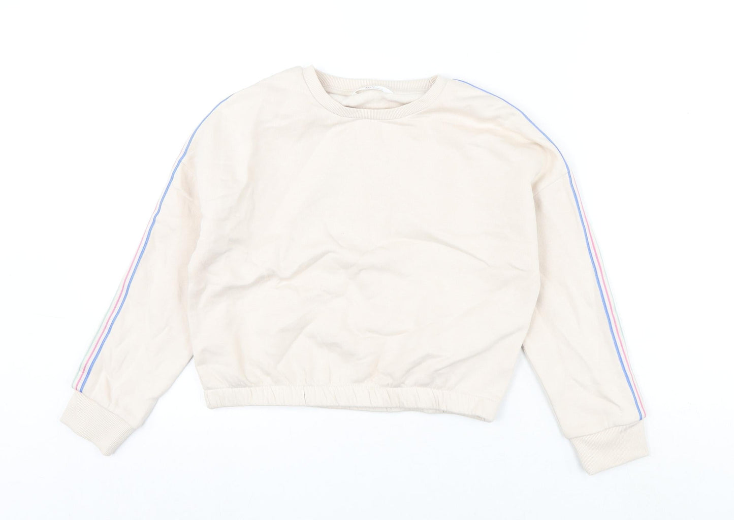 Marks and Spencer Girls Beige Cotton Pullover Sweatshirt Size 9-10 Years Pullover - Cropped