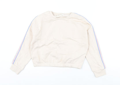 Marks and Spencer Girls Beige Cotton Pullover Sweatshirt Size 9-10 Years Pullover - Cropped