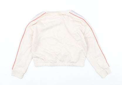 Marks and Spencer Girls Beige Cotton Pullover Sweatshirt Size 9-10 Years Pullover - Cropped
