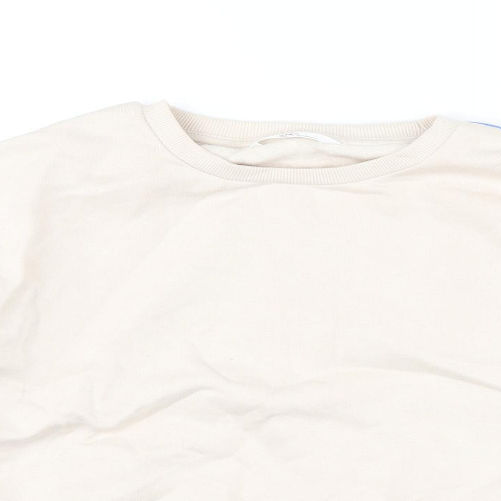 Marks and Spencer Girls Beige Cotton Pullover Sweatshirt Size 9-10 Years Pullover - Cropped
