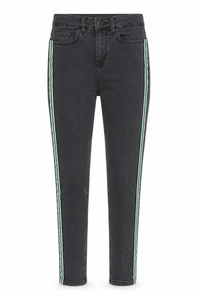 Marks and Spencer Womens Grey Cotton Skinny Jeans Size 6 L28 in Regular Zip - Stripe Detail