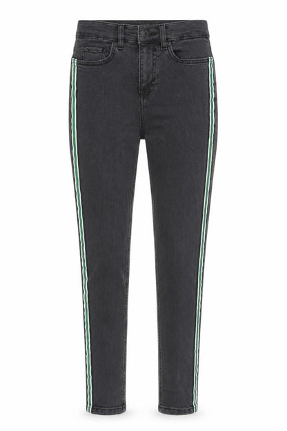 Marks and Spencer Womens Grey Cotton Skinny Jeans Size 6 L28 in Regular Zip - Stripe Detail