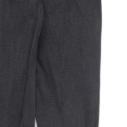 Marks and Spencer Womens Grey Cotton Skinny Jeans Size 6 L28 in Regular Zip - Stripe Detail