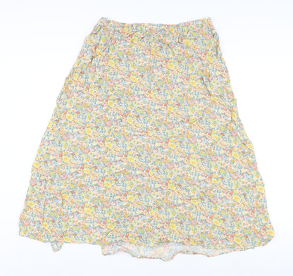 Marks and Spencer Womens Multicoloured Floral Viscose Flare Skirt Size 14 - Slit
