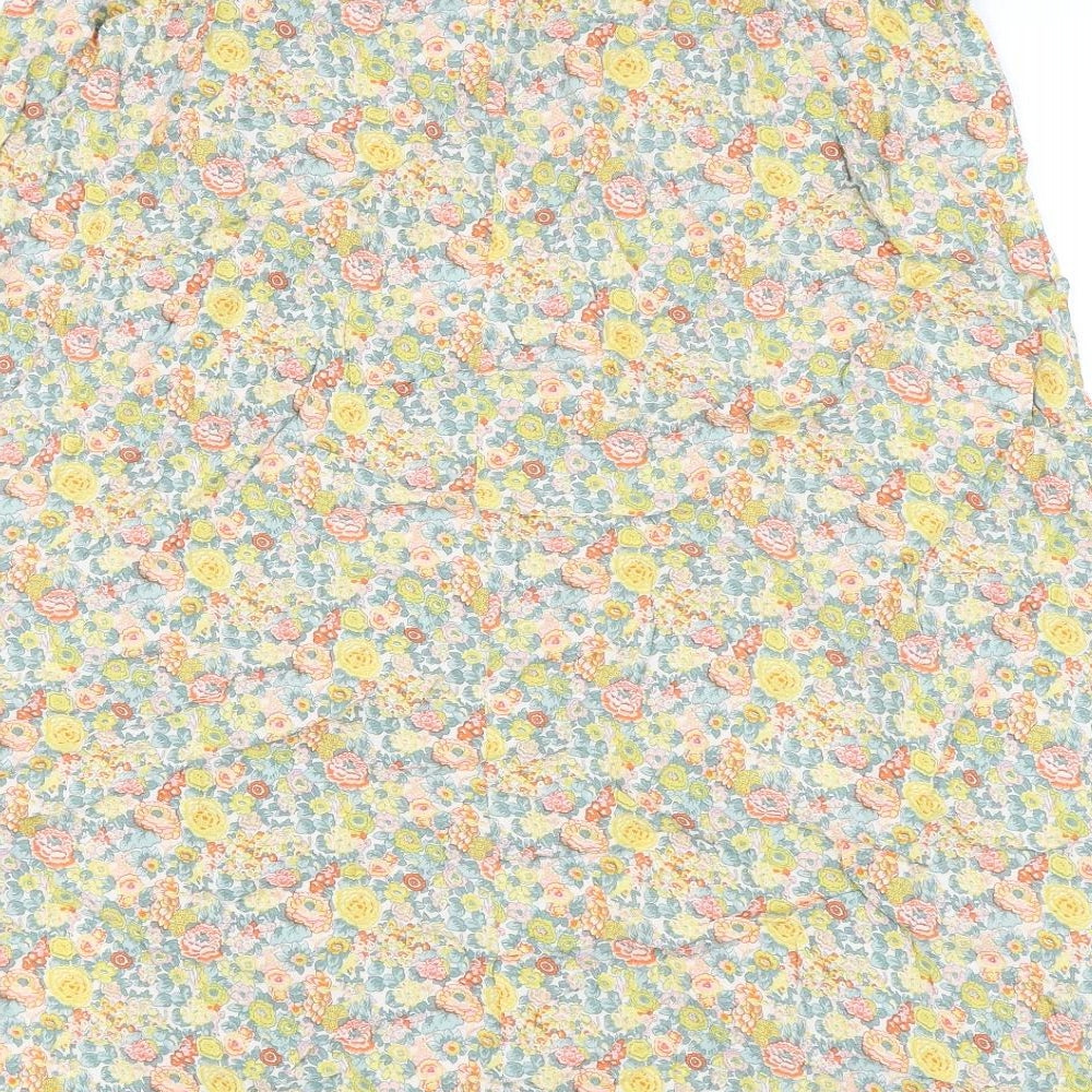 Marks and Spencer Womens Multicoloured Floral Viscose Flare Skirt Size 14 - Slit