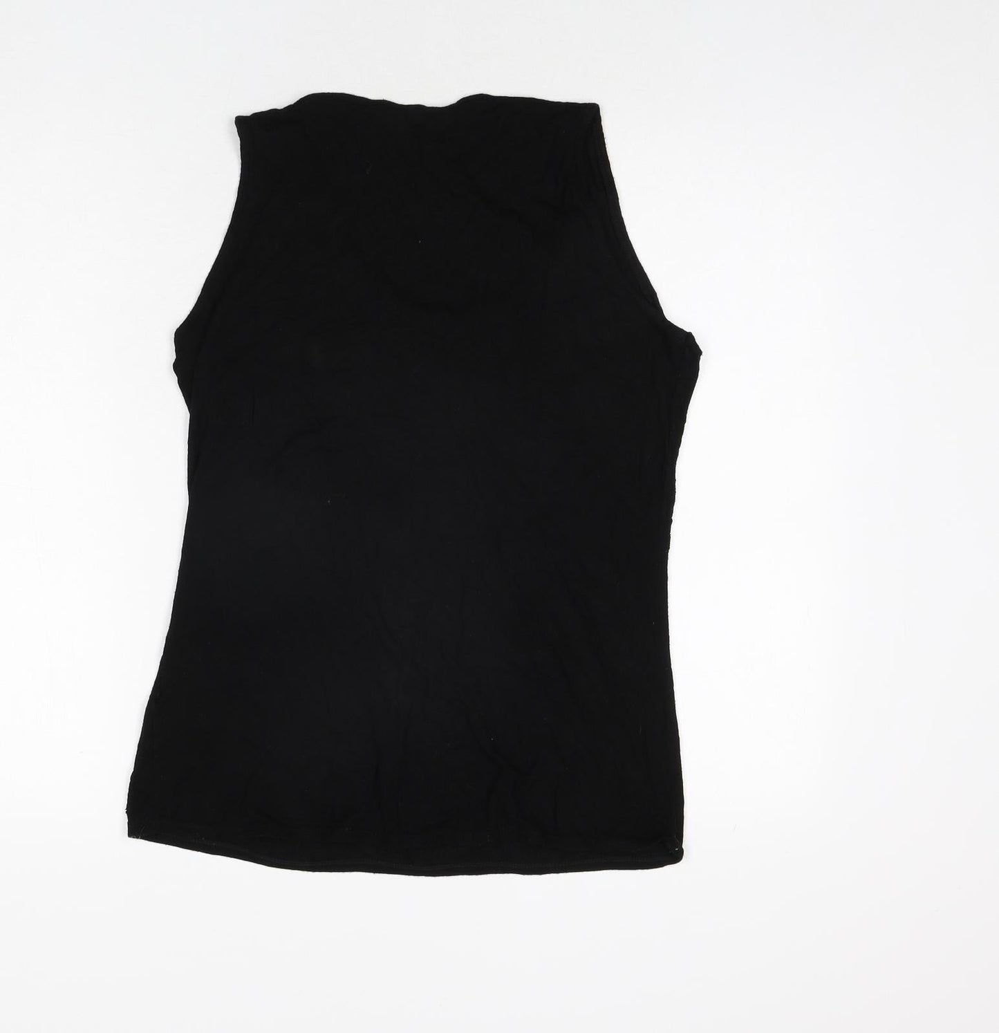 Mia Moda Womens Black Viscose Basic Tank Size 14 Scoop Neck - Beading Detail