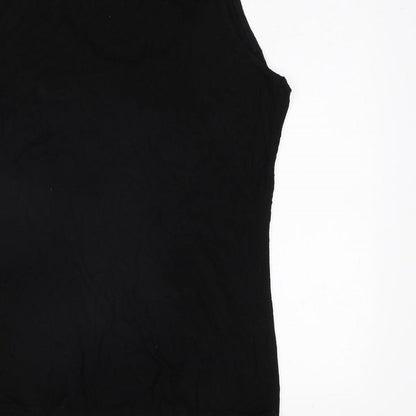 Mia Moda Womens Black Viscose Basic Tank Size 14 Scoop Neck - Beading Detail