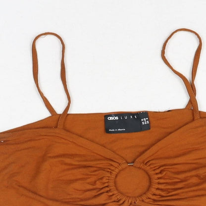 Womens UK Size 12 ASOS Brown Cropped Blouse