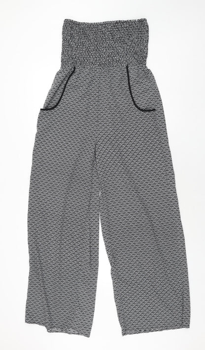 Band of Gypsies Womens Grey Geometric Polyester Jumpsuit One-Piece Size S L29 in Pullover - Rouched Bodice