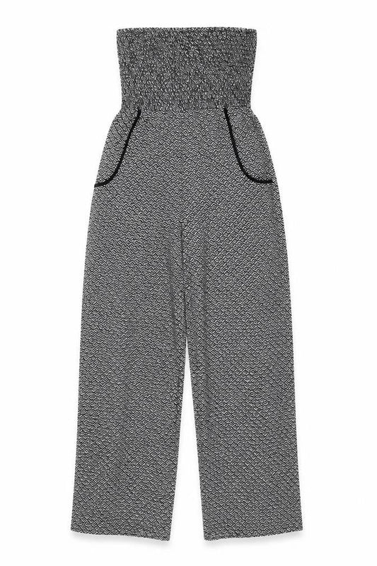 Band of Gypsies Womens Grey Geometric Polyester Jumpsuit One-Piece Size S L29 in Pullover - Rouched Bodice