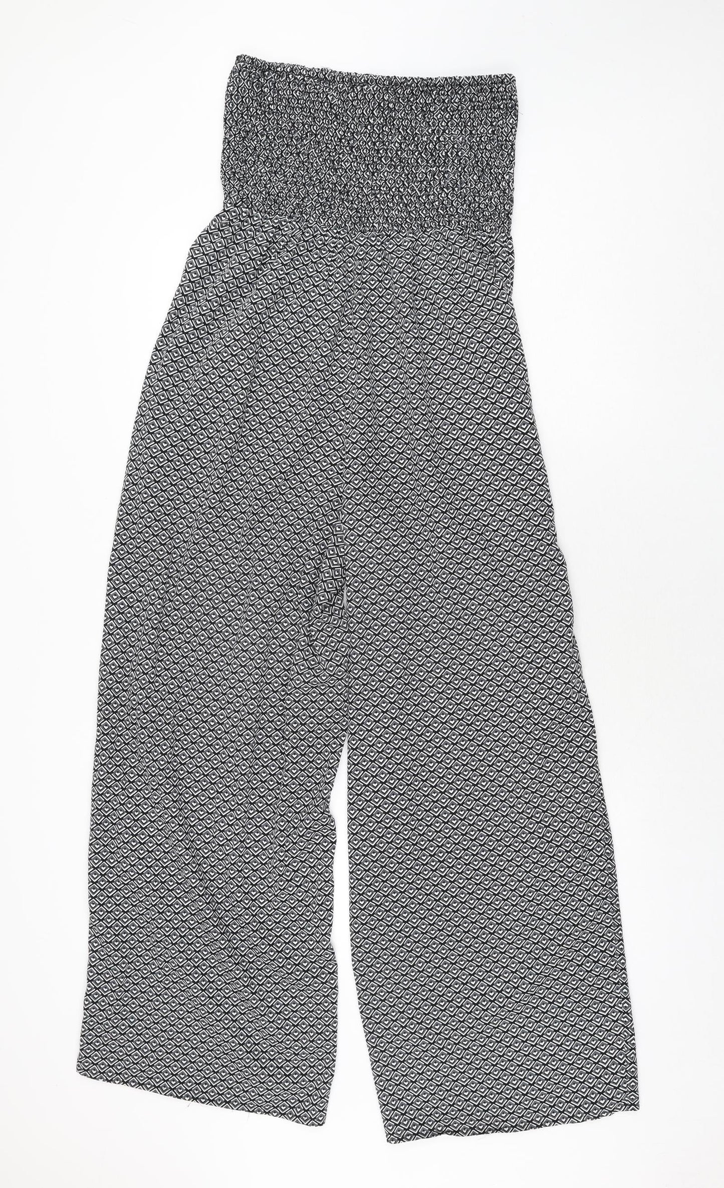 Band of Gypsies Womens Grey Geometric Polyester Jumpsuit One-Piece Size S L29 in Pullover - Rouched Bodice