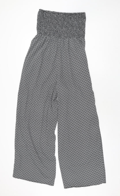 Band of Gypsies Womens Grey Geometric Polyester Jumpsuit One-Piece Size S L29 in Pullover - Rouched Bodice