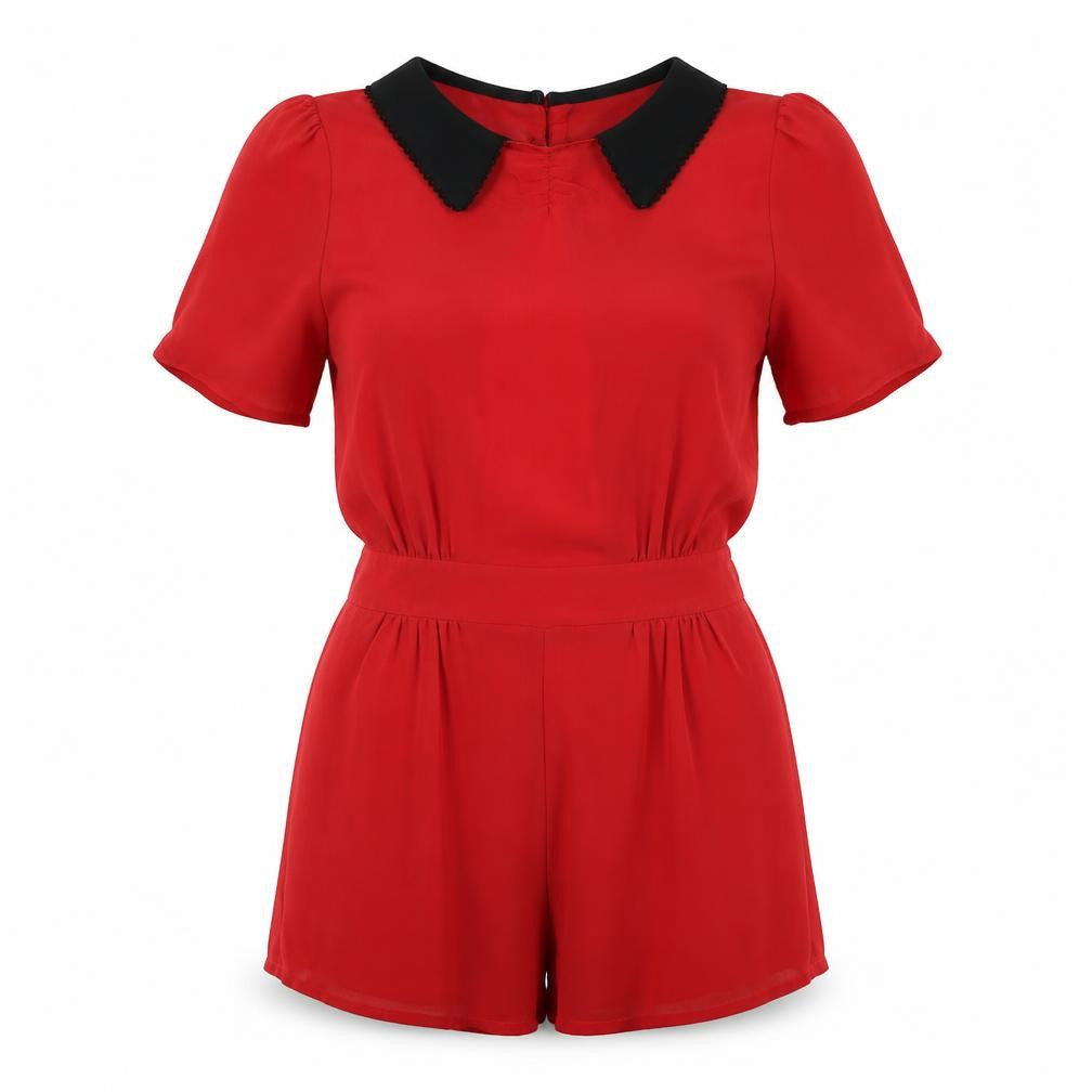 ASOS Womens Red Polyester Playsuit One-Piece Size 10 L3 in Button - Open Back