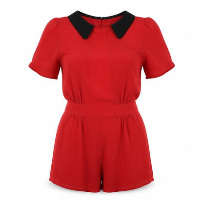 ASOS Womens Red Polyester Playsuit One-Piece Size 10 L3 in Button - Open Back