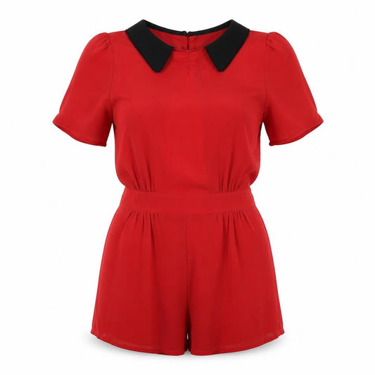 ASOS Womens Red Polyester Playsuit One-Piece Size 10 L3 in Button - Open Back