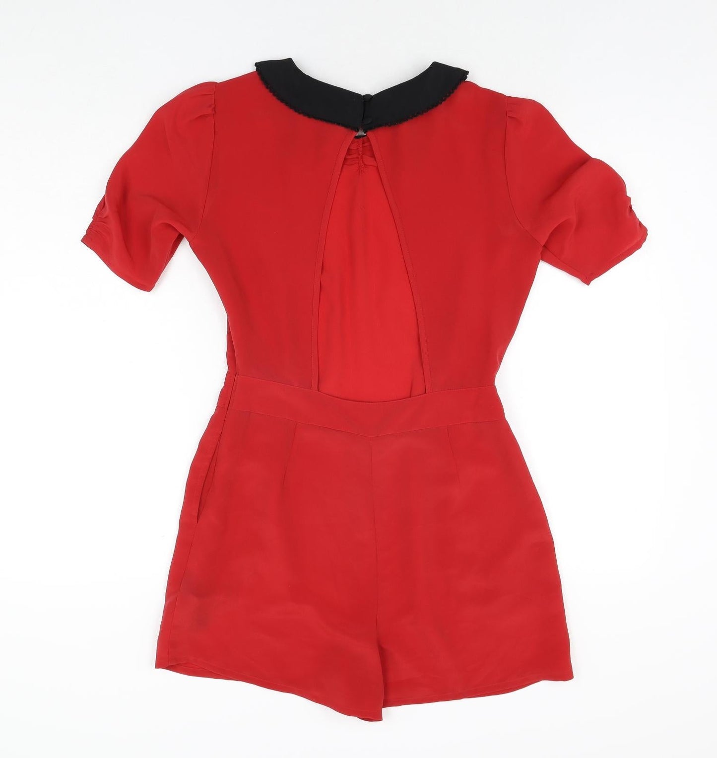 ASOS Womens Red Polyester Playsuit One-Piece Size 10 L3 in Button - Open Back
