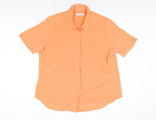 Womens UK Size 14 Classic Orange Basic Button-Up
