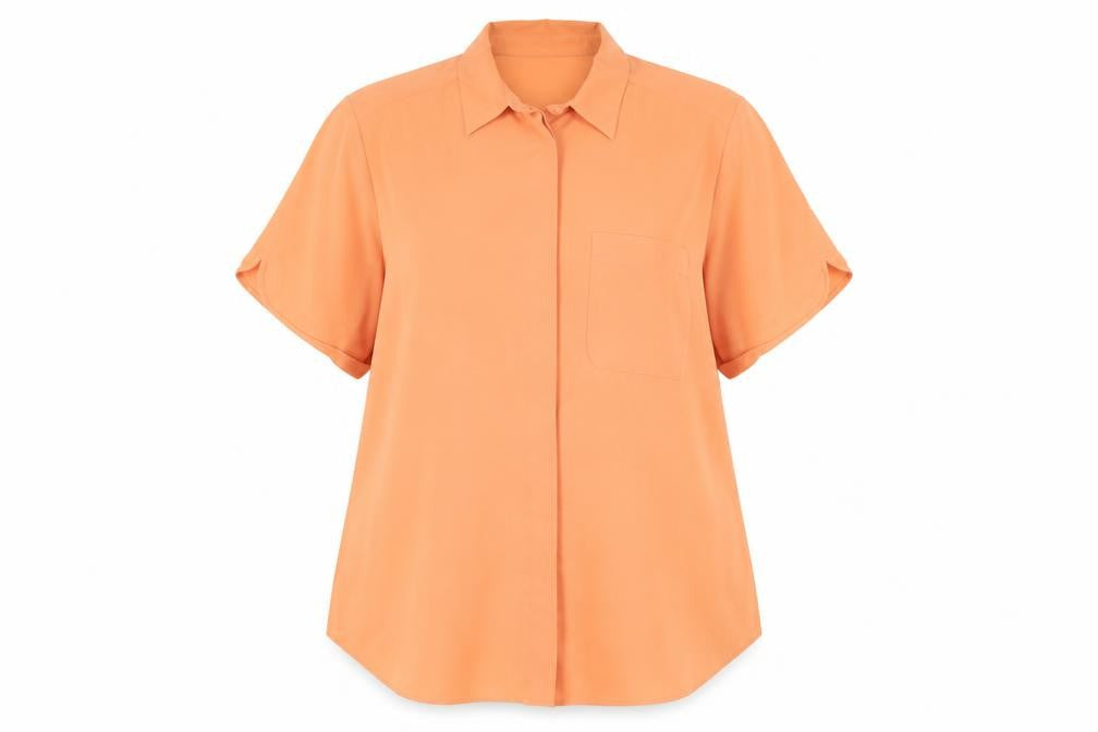 Womens UK Size 14 Classic Orange Basic Button-Up