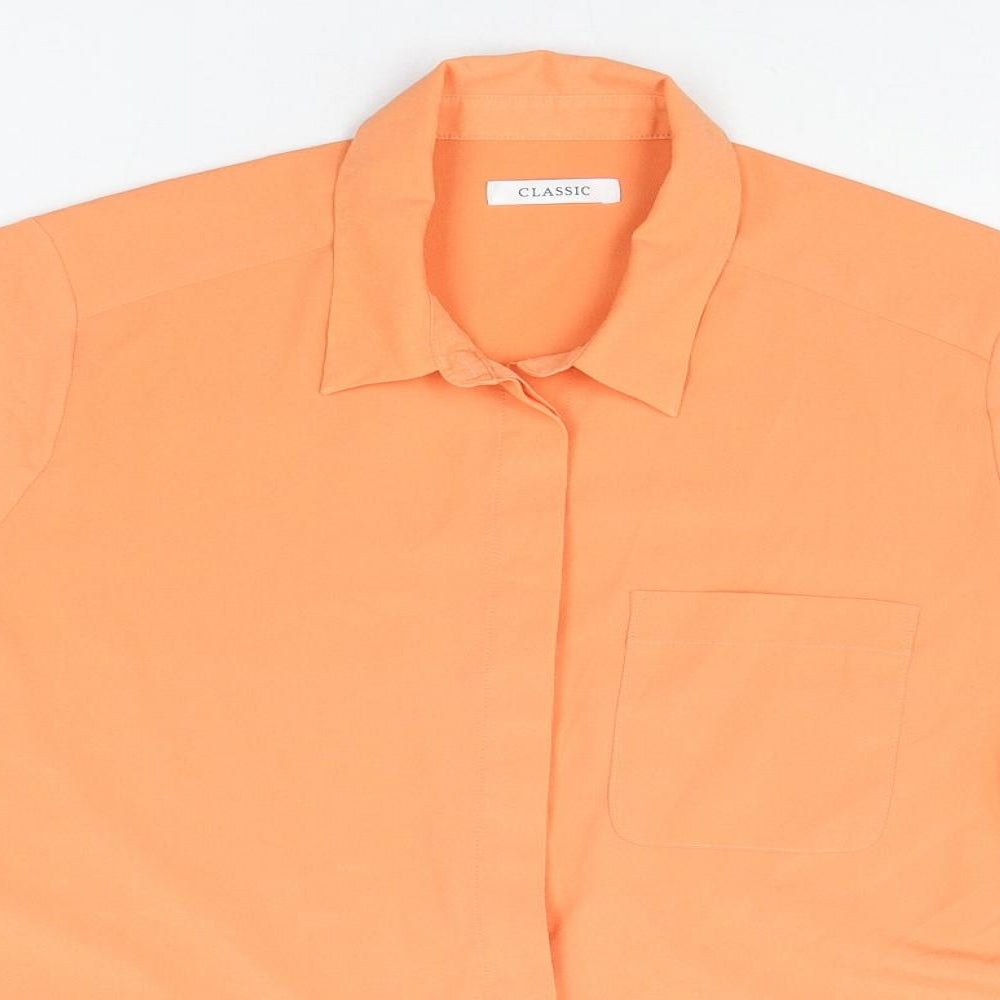 Womens UK Size 14 Classic Orange Basic Button-Up