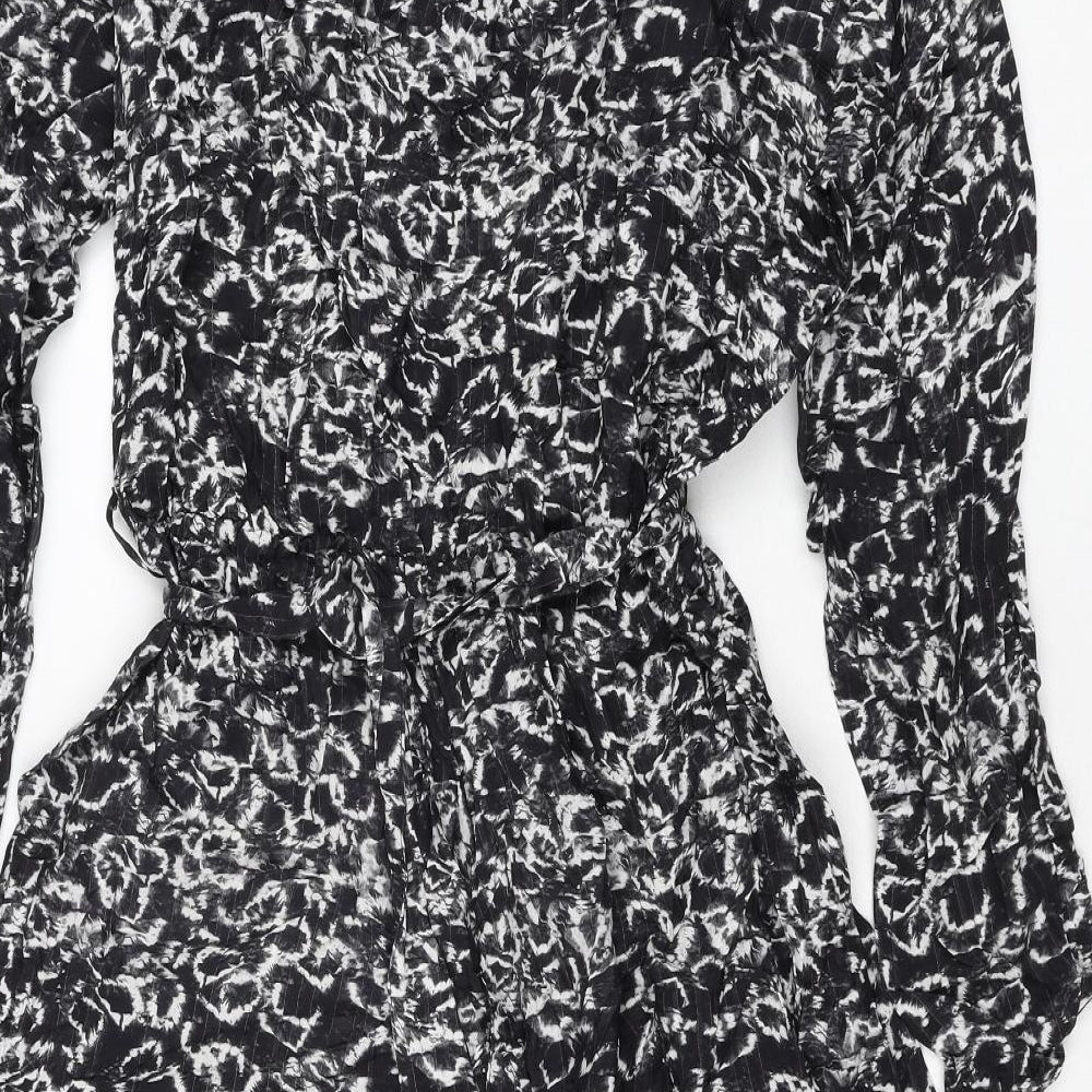 Betty & Co Womens Grey Geometric Polyester A-Line Size 10 V-Neck Pullover - Belted