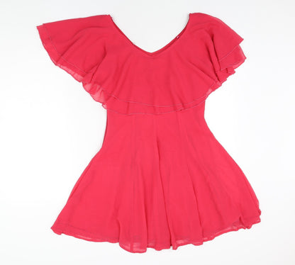 18 and East Womens Pink Polyester A-Line Size 10 Boat Neck Zip - Beading Detail Frill
