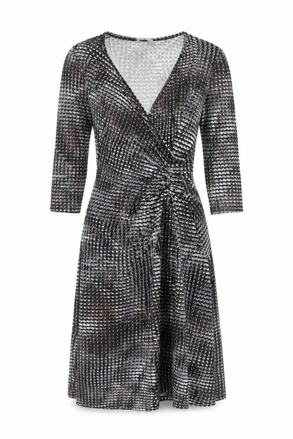 Marks and Womens Multicoloured Geometric Viscose Wrap Dress Size 8 V-Neck Pullover