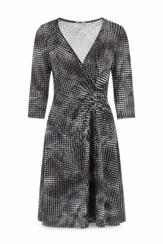 Marks and Womens Multicoloured Geometric Viscose Wrap Dress Size 8 V-Neck Pullover