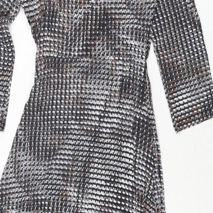 Marks and Womens Multicoloured Geometric Viscose Wrap Dress Size 8 V-Neck Pullover