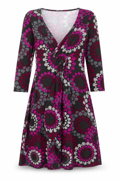 Phase Eight Womens Multicoloured Geometric Viscose A-Line Size 12 V-Neck Pullover - Frill Detail