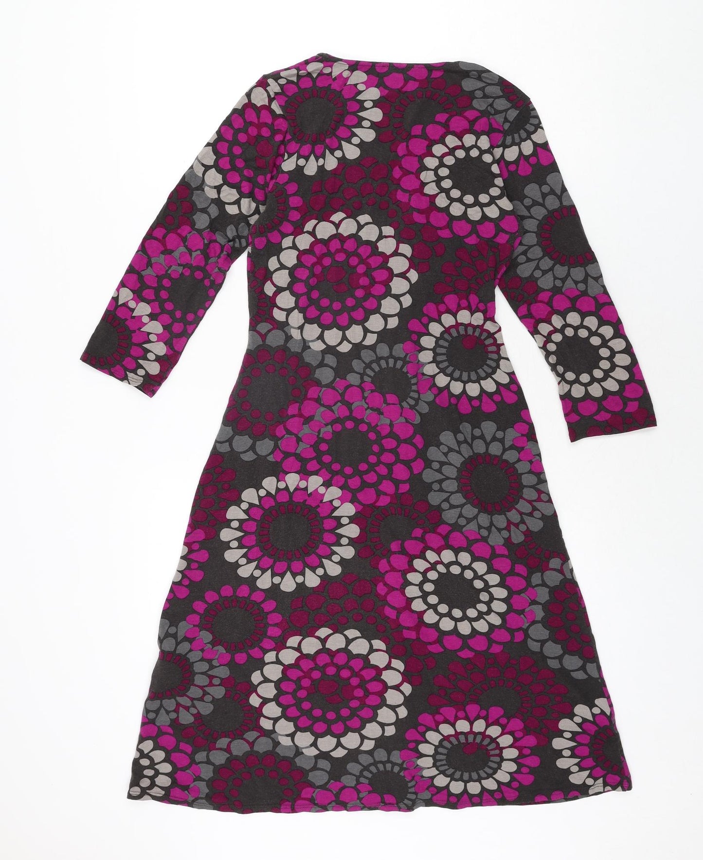 Phase Eight Womens Multicoloured Geometric Viscose A-Line Size 12 V-Neck Pullover - Frill Detail