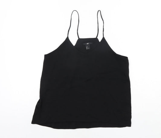 H&M Womens Black Polyester Basic Blouse Size 8 Scoop Neck
