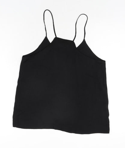 H&M Womens Black Polyester Basic Blouse Size 8 Scoop Neck