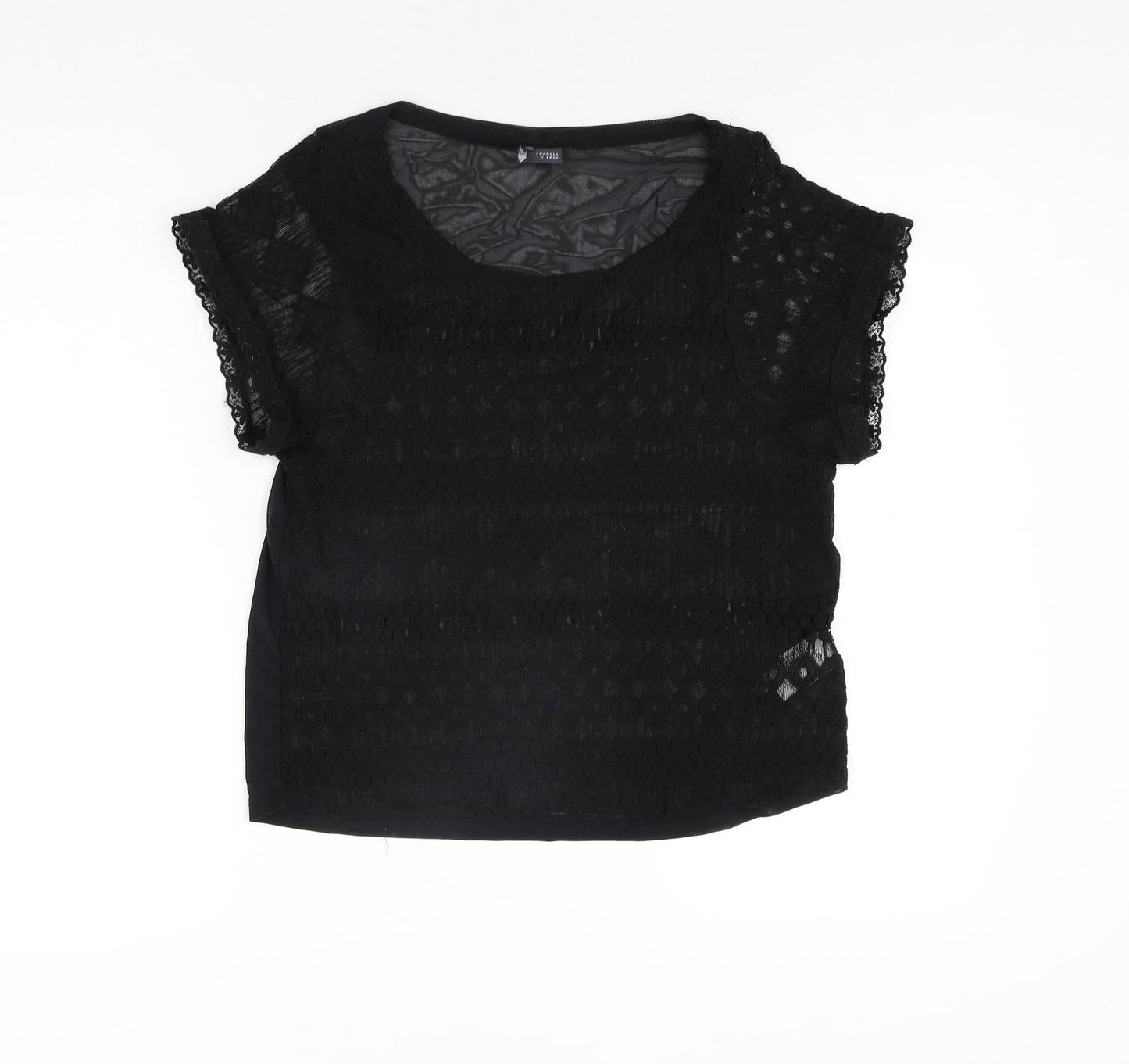 Womens UK Size S Sparkle & Fade Black Basic Blouse