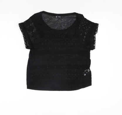 Womens UK Size S Sparkle & Fade Black Basic Blouse