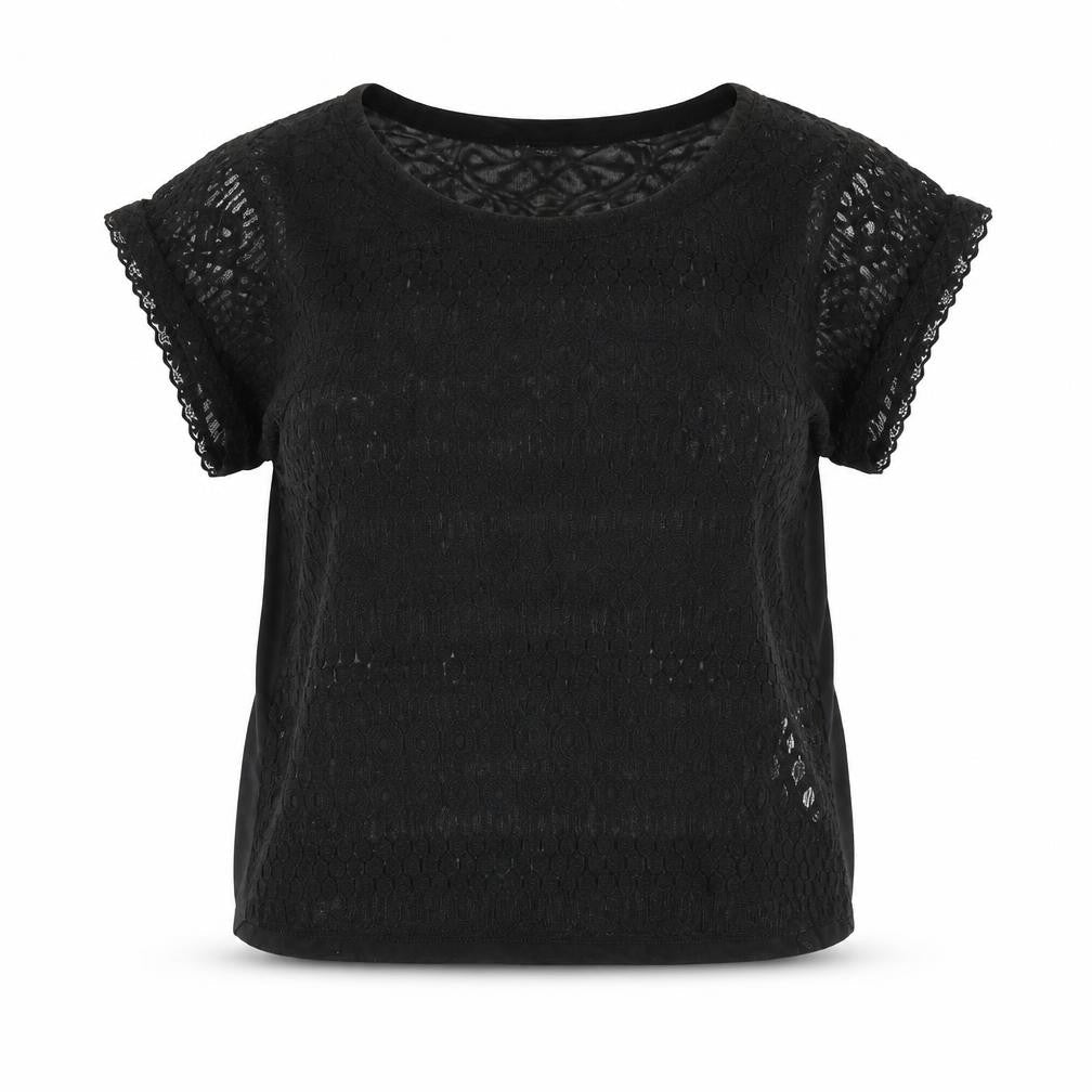 Womens UK Size S Sparkle & Fade Black Basic Blouse