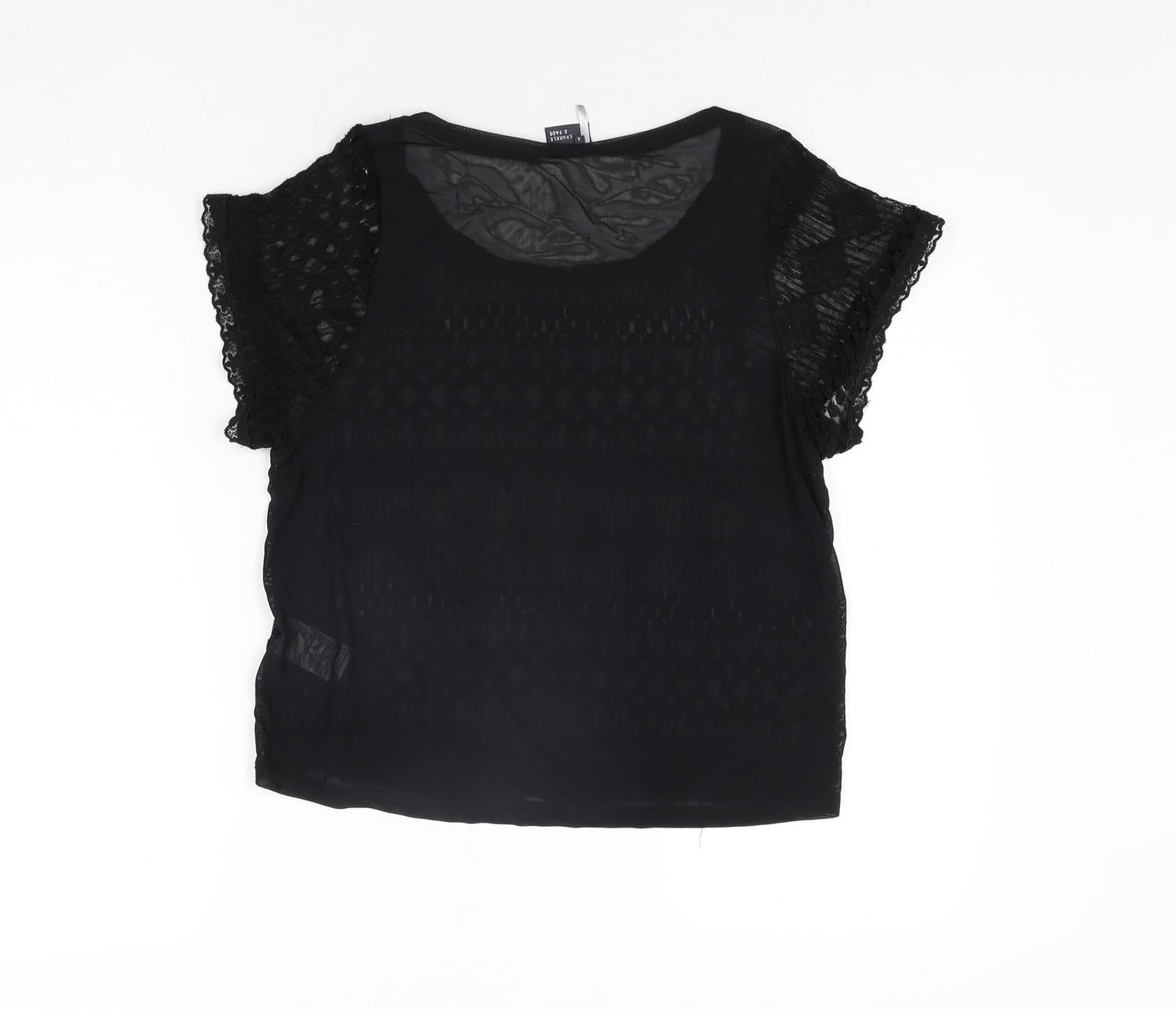 Womens UK Size S Sparkle & Fade Black Basic Blouse