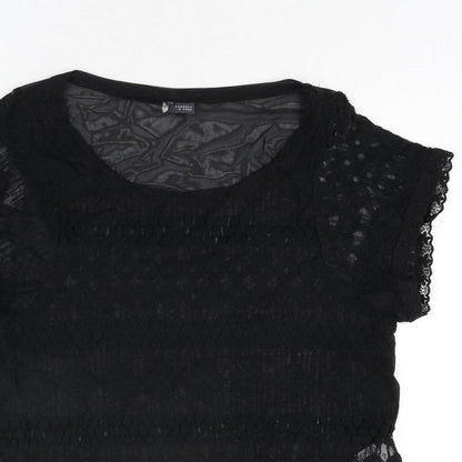 Womens UK Size S Sparkle & Fade Black Basic Blouse