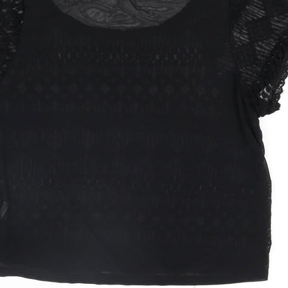 Womens UK Size S Sparkle & Fade Black Basic Blouse
